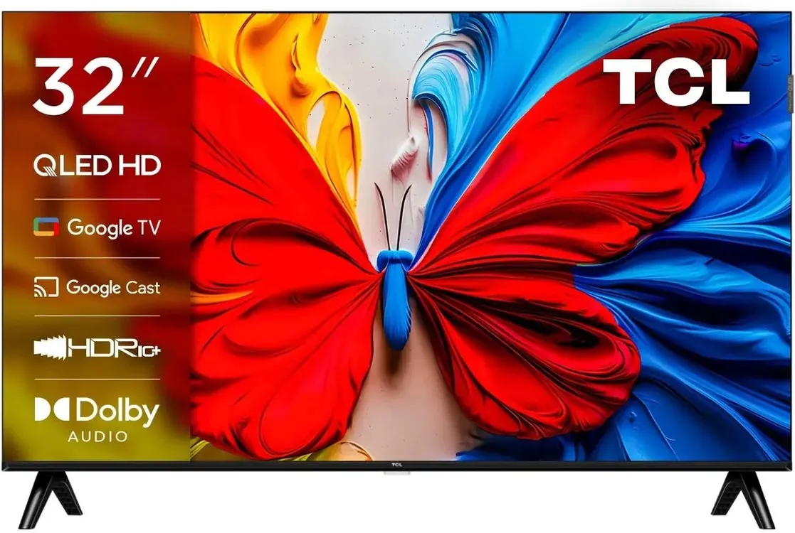 Телевизор TCL 32S5K QLED, FULL HD, черный, СМАРТ ТВ, Google TV