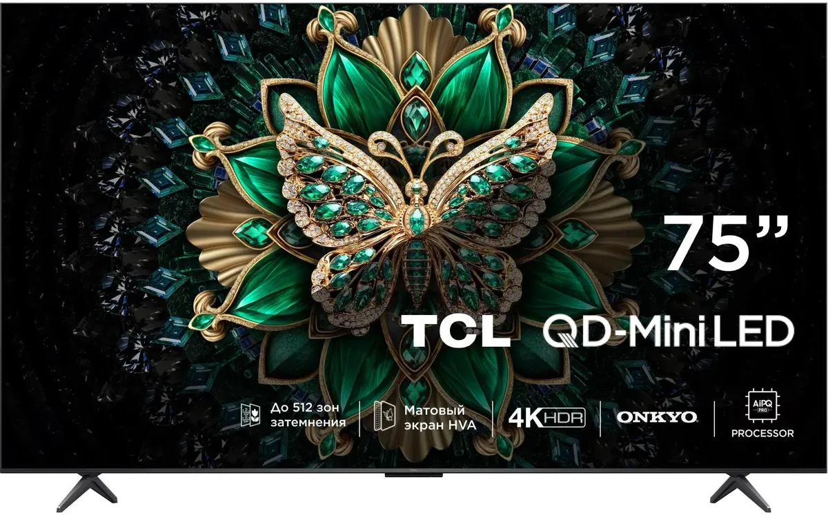 Телевизор TCL 75C6K QD-Mini LED QLED 4K 75" , Smart (Google TV)